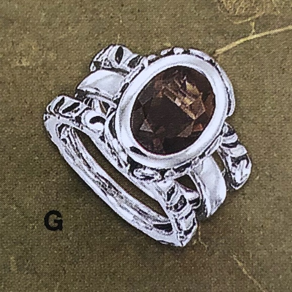 Vintage Silpada Sterling Silver Smoky Quartz Ring Set R1384 Size 6 - Picture 3 of 16